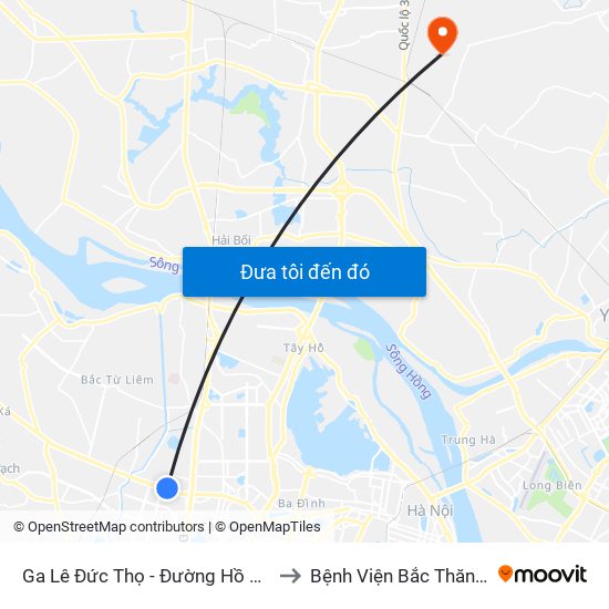 Ga Lê Đức Thọ - Đường Hồ Tùng Mậu to Bệnh Viện Bắc Thăng Long map