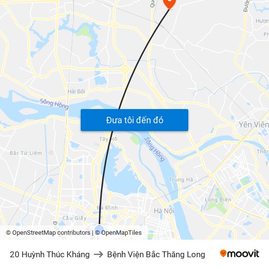 20 Huỳnh Thúc Kháng to Bệnh Viện Bắc Thăng Long map