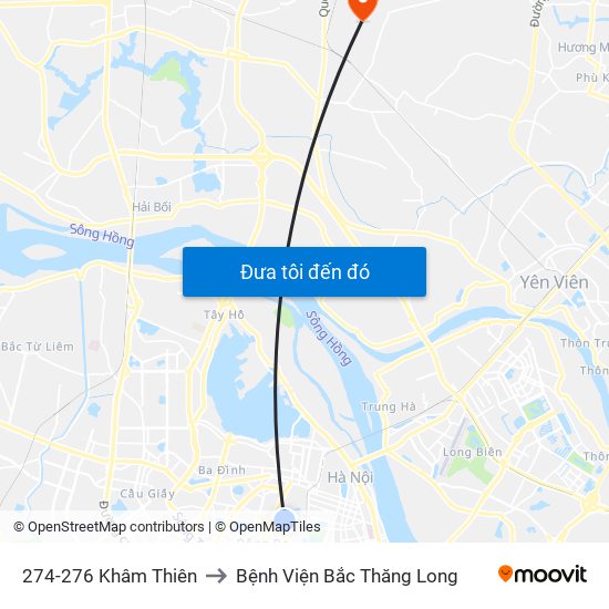 274-276 Khâm Thiên to Bệnh Viện Bắc Thăng Long map