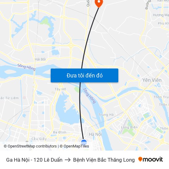 Ga Hà Nội - 120 Lê Duẩn to Bệnh Viện Bắc Thăng Long map