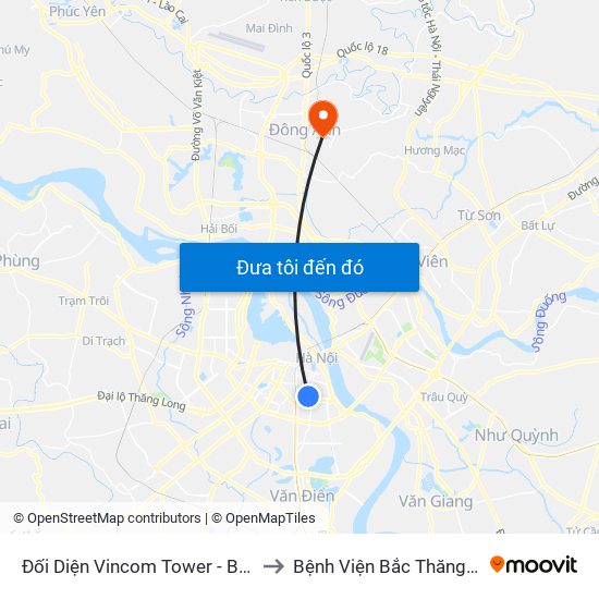 Đối Diện Vincom Tower - Bà Triệu to Bệnh Viện Bắc Thăng Long map