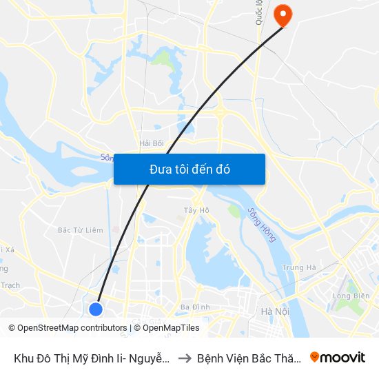 Khu Đô Thị Mỹ Đình Ii- Nguyễn Cơ Thạch to Bệnh Viện Bắc Thăng Long map