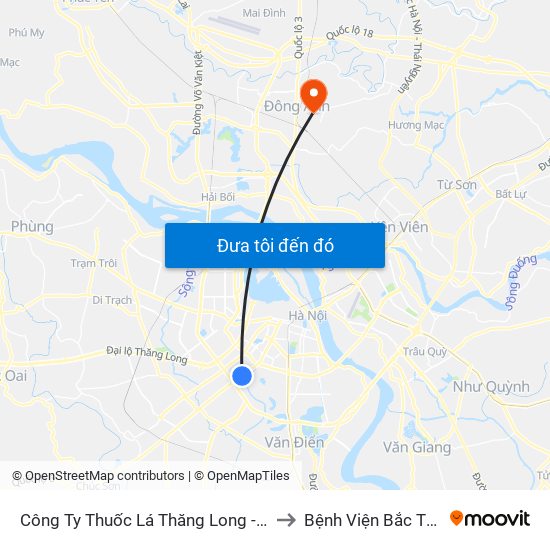 Công Ty Thuốc Lá Thăng Long - 235 Nguyễn Trãi to Bệnh Viện Bắc Thăng Long map
