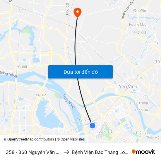 358 - 360 Nguyễn Văn Cừ to Bệnh Viện Bắc Thăng Long map
