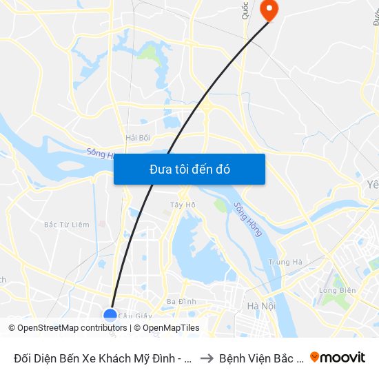 Đối Diện Bến Xe Khách Mỹ Đình - Phạm Hùng (Cột Trước) to Bệnh Viện Bắc Thăng Long map