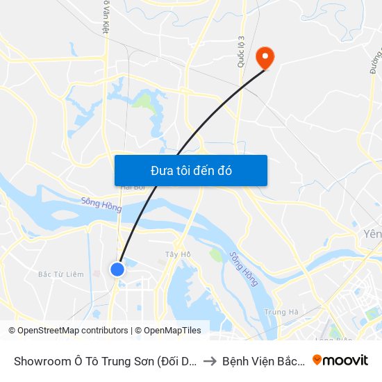 Showroom Ô Tô Trung Sơn (Đối Diện 315 Phạm Văn Đồng) to Bệnh Viện Bắc Thăng Long map
