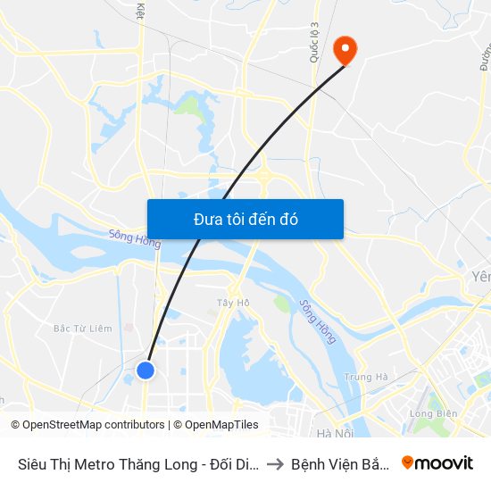 Siêu Thị Metro Thăng Long - Đối Diện Ngõ 599 Phạm Văn Đồng to Bệnh Viện Bắc Thăng Long map