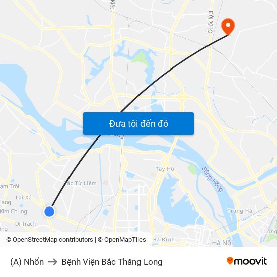 (A) Nhổn to Bệnh Viện Bắc Thăng Long map