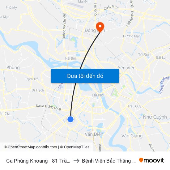 Ga Phùng Khoang - 81 Trần Phú to Bệnh Viện Bắc Thăng Long map