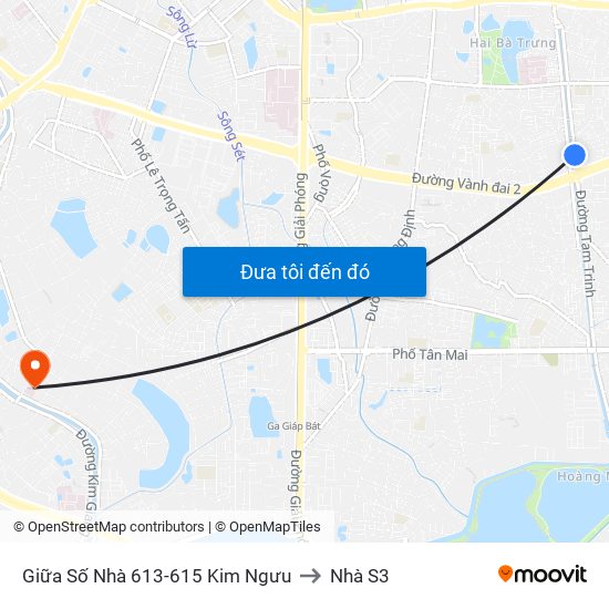 Giữa Số Nhà 613-615 Kim Ngưu to Nhà S3 map