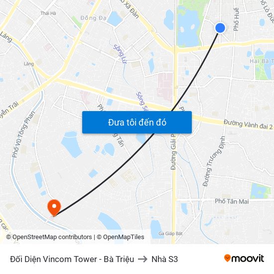 Đối Diện Vincom Tower - Bà Triệu to Nhà S3 map