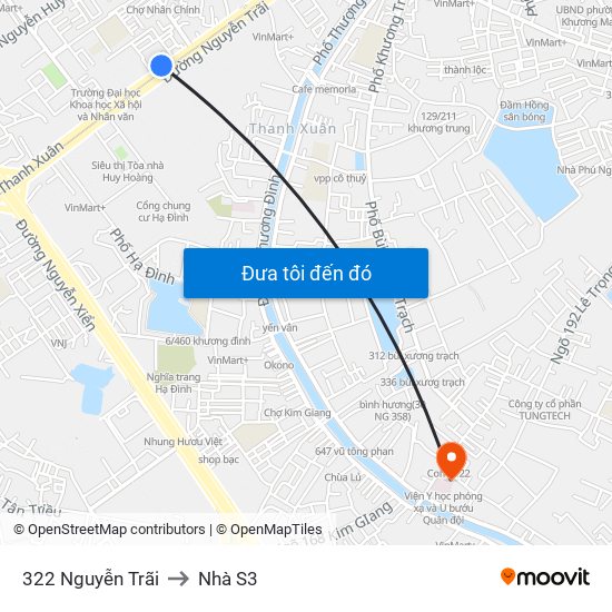 322 Nguyễn Trãi to Nhà S3 map