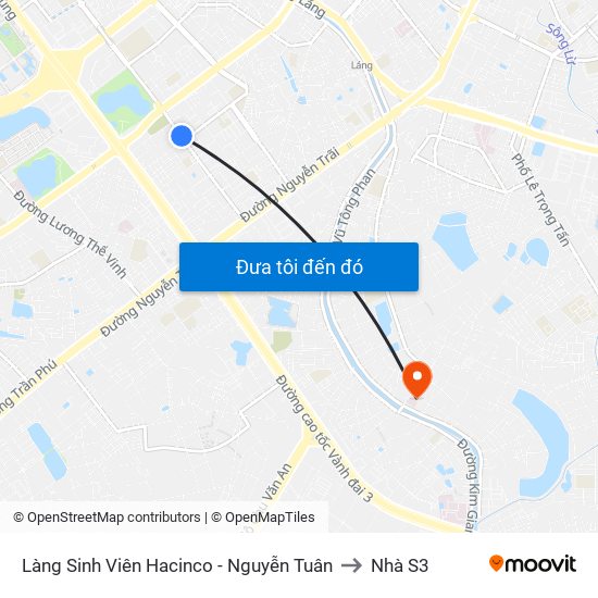 Làng Sinh Viên Hacinco - Nguyễn Tuân to Nhà S3 map