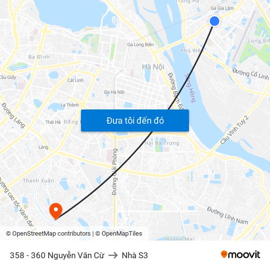 358 - 360 Nguyễn Văn Cừ to Nhà S3 map