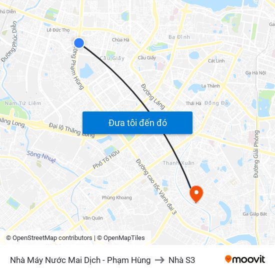 Nhà Máy Nước Mai Dịch - Phạm Hùng to Nhà S3 map