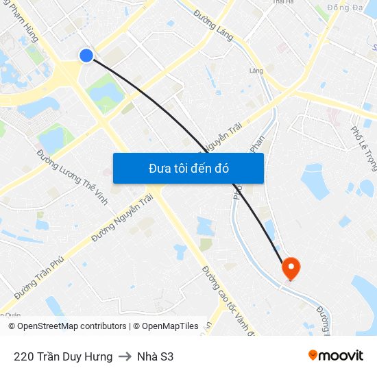 220 Trần Duy Hưng to Nhà S3 map