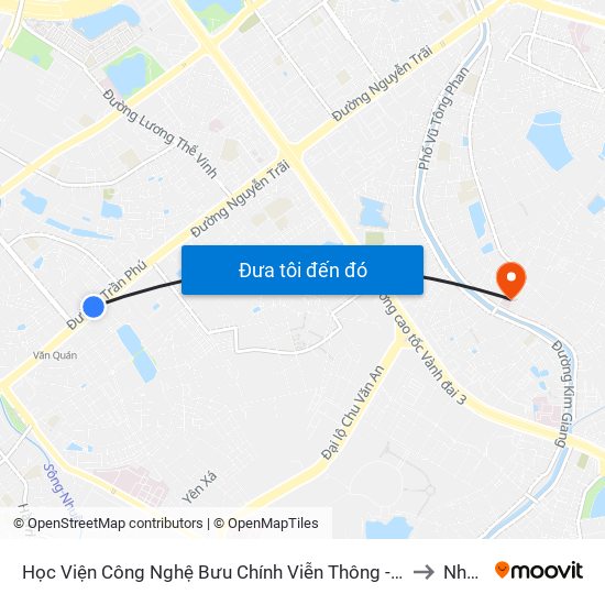 Học Viện Công Nghệ Bưu Chính Viễn Thông - Trần Phú (Hà Đông) to Nhà S3 map