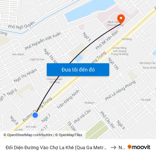 Đối Diện Đường Vào Chợ La Khê (Qua Ga Metro La Khê) - 405 Quang Trung (Hà Đông) to Nhà F map