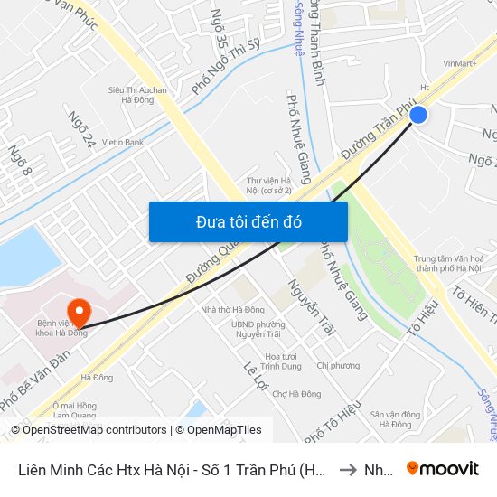 Liên Minh Các Htx Hà Nội - Số 1 Trần Phú (Hà Đông) to Nhà F map