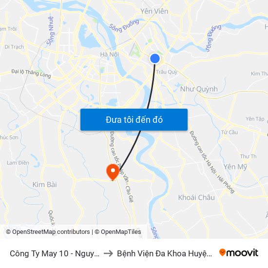 Công Ty May 10 - Nguyễn Văn Linh to Bệnh Viện Đa Khoa Huyện Thường Tín map