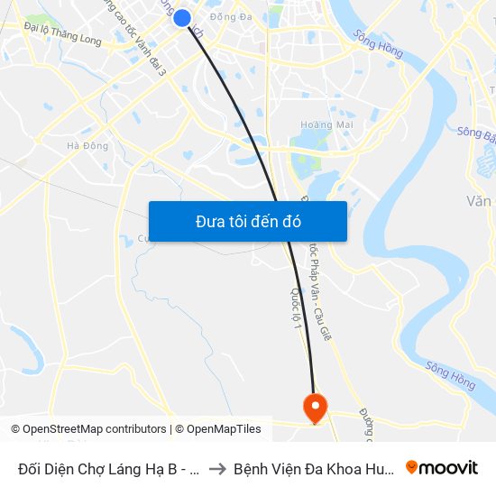 Đối Diện Chợ Láng Hạ B - 564 Đường Láng to Bệnh Viện Đa Khoa Huyện Thường Tín map