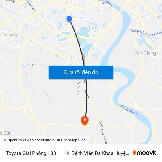 Toyota Giải Phóng - 807 Giải Phóng to Bệnh Viện Đa Khoa Huyện Thường Tín map