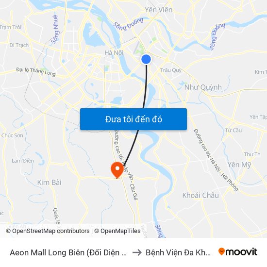 Aeon Mall Long Biên (Đối Diện Cột Điện T4a/2a-B Đường Cổ Linh) to Bệnh Viện Đa Khoa Huyện Thường Tín map