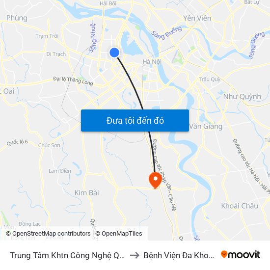 Trung Tâm Khtn Công Nghệ Quốc Gia - 18 Hoàng Quốc Việt to Bệnh Viện Đa Khoa Huyện Thường Tín map