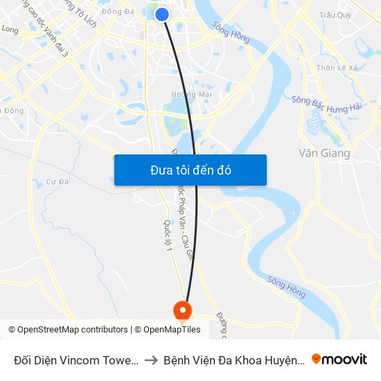 Đối Diện Vincom Tower - Bà Triệu to Bệnh Viện Đa Khoa Huyện Thường Tín map