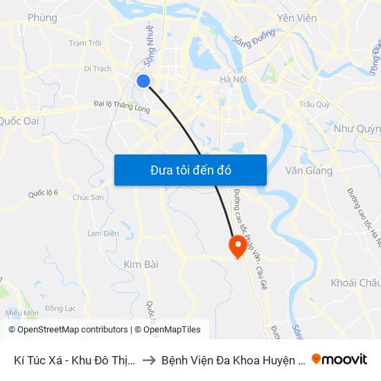 Kí Túc Xá - Khu Đô Thị Mỹ Đình II to Bệnh Viện Đa Khoa Huyện Thường Tín map