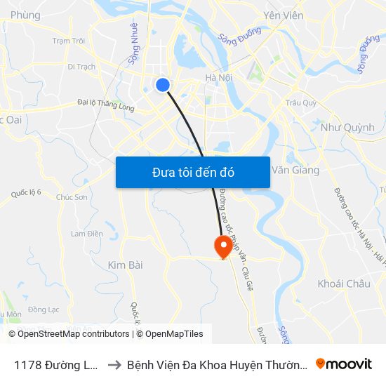 1178 Đường Láng to Bệnh Viện Đa Khoa Huyện Thường Tín map