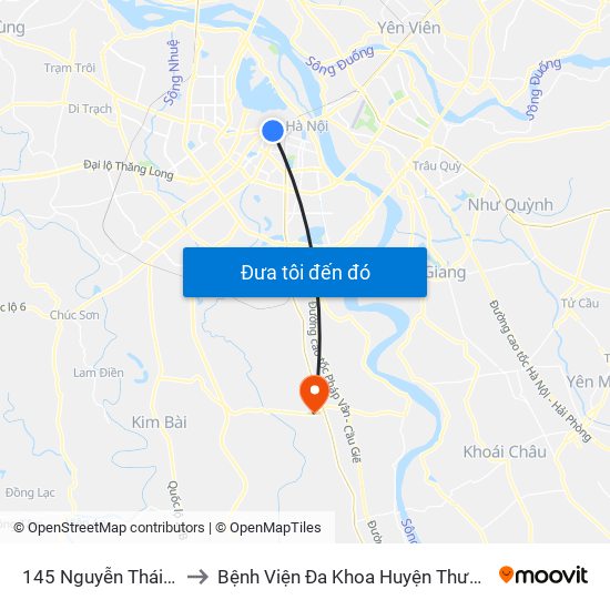 145 Nguyễn Thái Học to Bệnh Viện Đa Khoa Huyện Thường Tín map