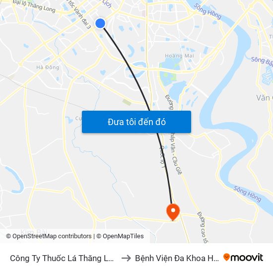 Công Ty Thuốc Lá Thăng Long - 235 Nguyễn Trãi to Bệnh Viện Đa Khoa Huyện Thường Tín map