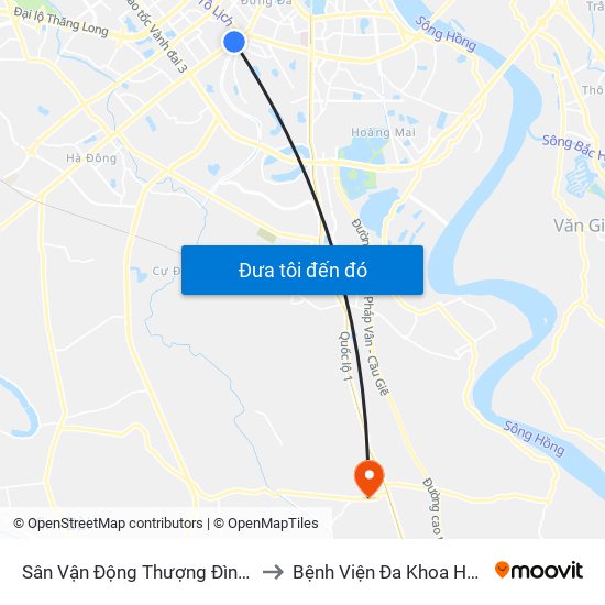 Sân Vận Động Thượng Đình - 129 Nguyễn Trãi to Bệnh Viện Đa Khoa Huyện Thường Tín map