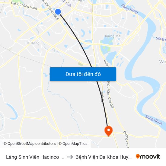 Làng Sinh Viên Hacinco - Nguyễn Tuân to Bệnh Viện Đa Khoa Huyện Thường Tín map