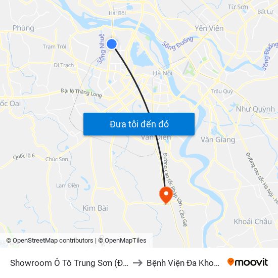 Showroom Ô Tô Trung Sơn (Đối Diện 315 Phạm Văn Đồng) to Bệnh Viện Đa Khoa Huyện Thường Tín map