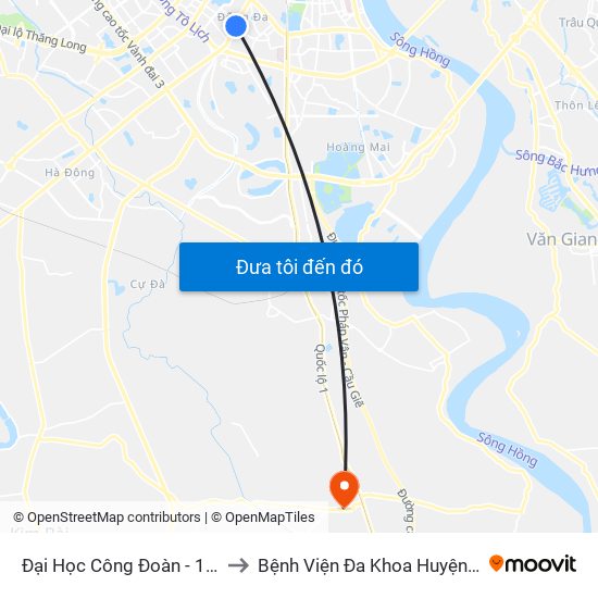 Đại Học Công Đoàn - 169 Tây Sơn to Bệnh Viện Đa Khoa Huyện Thường Tín map