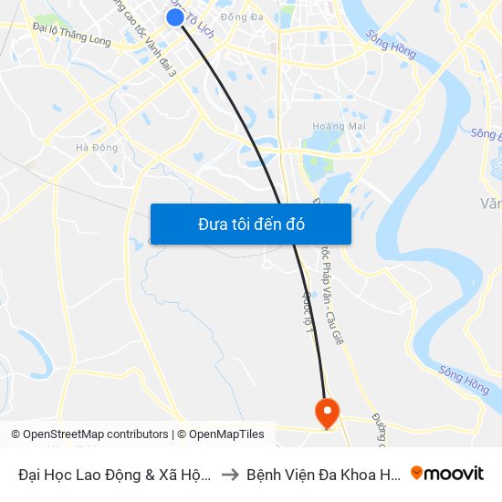 Đại Học Lao Động & Xã Hội - 43 Trần Duy Hưng to Bệnh Viện Đa Khoa Huyện Thường Tín map