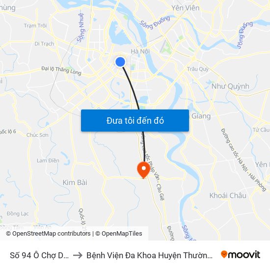 Số 94 Ô Chợ Dừa to Bệnh Viện Đa Khoa Huyện Thường Tín map