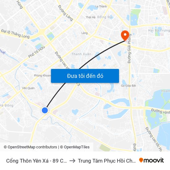 Cổng Thôn Yên Xá - 89 Cầu Bươu to Trung Tâm Phục Hồi Chức Năng map