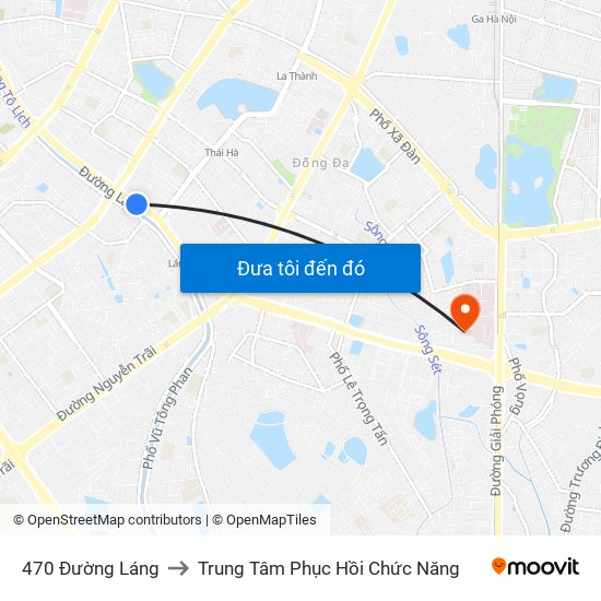 470 Đường Láng to Trung Tâm Phục Hồi Chức Năng map