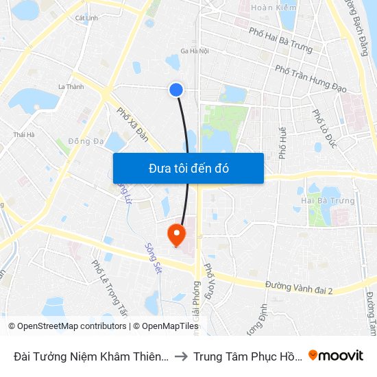 Đài Tưởng Niệm Khâm Thiên - 45 Khâm Thiên to Trung Tâm Phục Hồi Chức Năng map