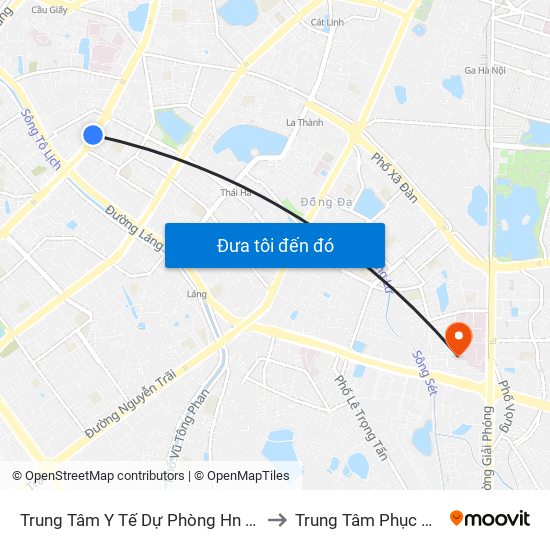 Trung Tâm Y Tế Dự Phòng Hn - 70 Nguyễn Chí Thanh to Trung Tâm Phục Hồi Chức Năng map