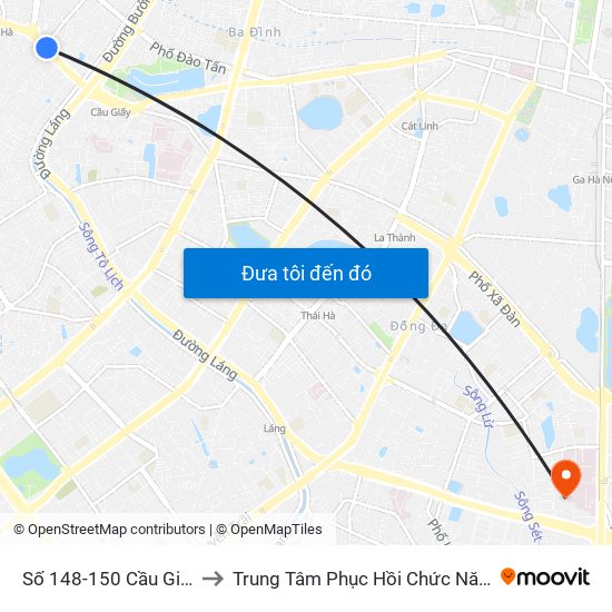 Số 148-150 Cầu Giấy to Trung Tâm Phục Hồi Chức Năng map