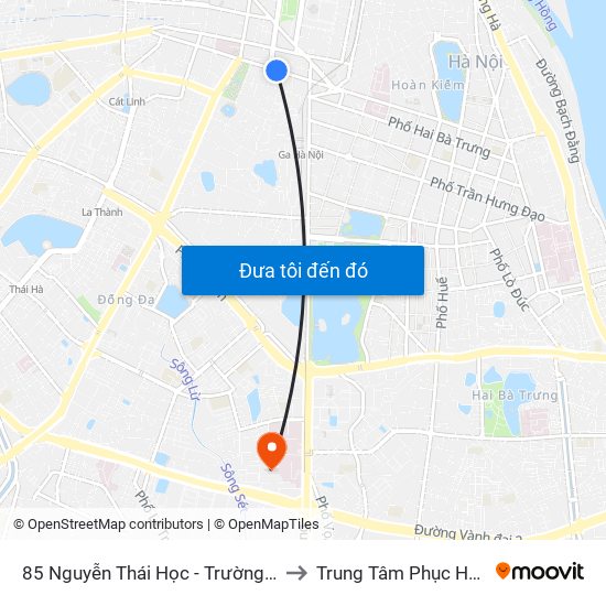 85 Nguyễn Thái Học - Trường Th Lý Thường Kiệt to Trung Tâm Phục Hồi Chức Năng map