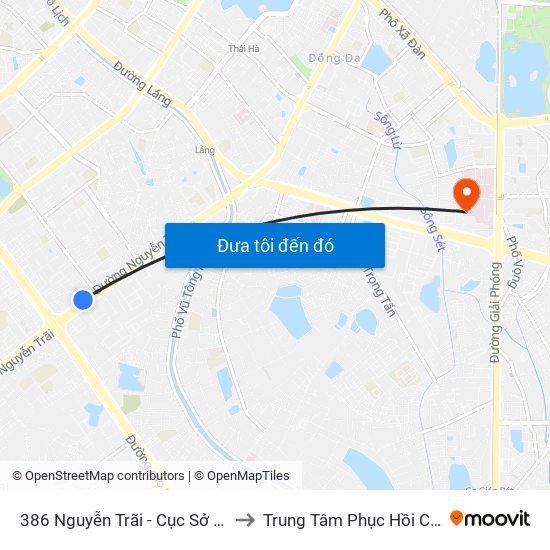 386 Nguyễn Trãi - Cục Sở Hữu Trí Tuệ to Trung Tâm Phục Hồi Chức Năng map