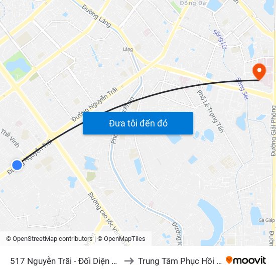 517 Nguyễn Trãi - Đối Diện Đại Học Hà Nội to Trung Tâm Phục Hồi Chức Năng map