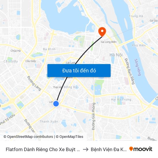 Flatfom Dành Riêng Cho Xe Buýt Trước Nhà 45 Đường Láng to Bệnh Viện Đa Khoa Hoè Nhai map