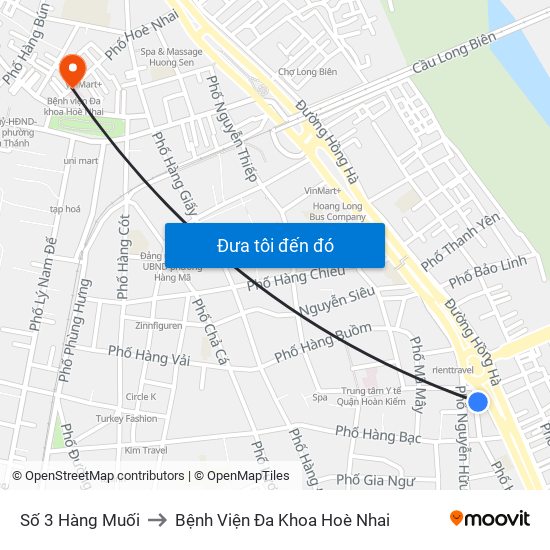 Số 3 Hàng Muối to Bệnh Viện Đa Khoa Hoè Nhai map