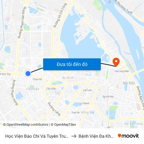 Học Viện Báo Chí Và Tuyên Truyền - 36 Xuân Thủy to Bệnh Viện Đa Khoa Hoè Nhai map